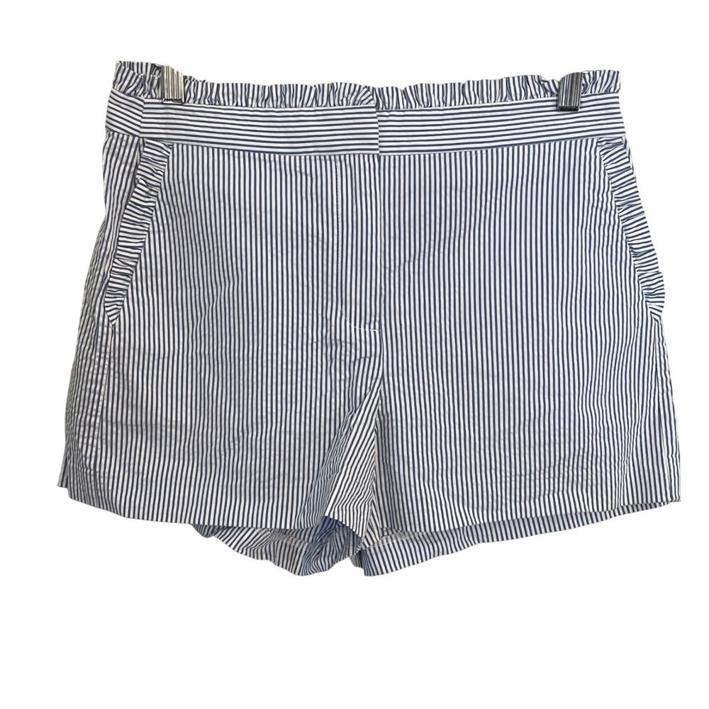 J. Crew Factory Blue and White Striped Cotton Shorts